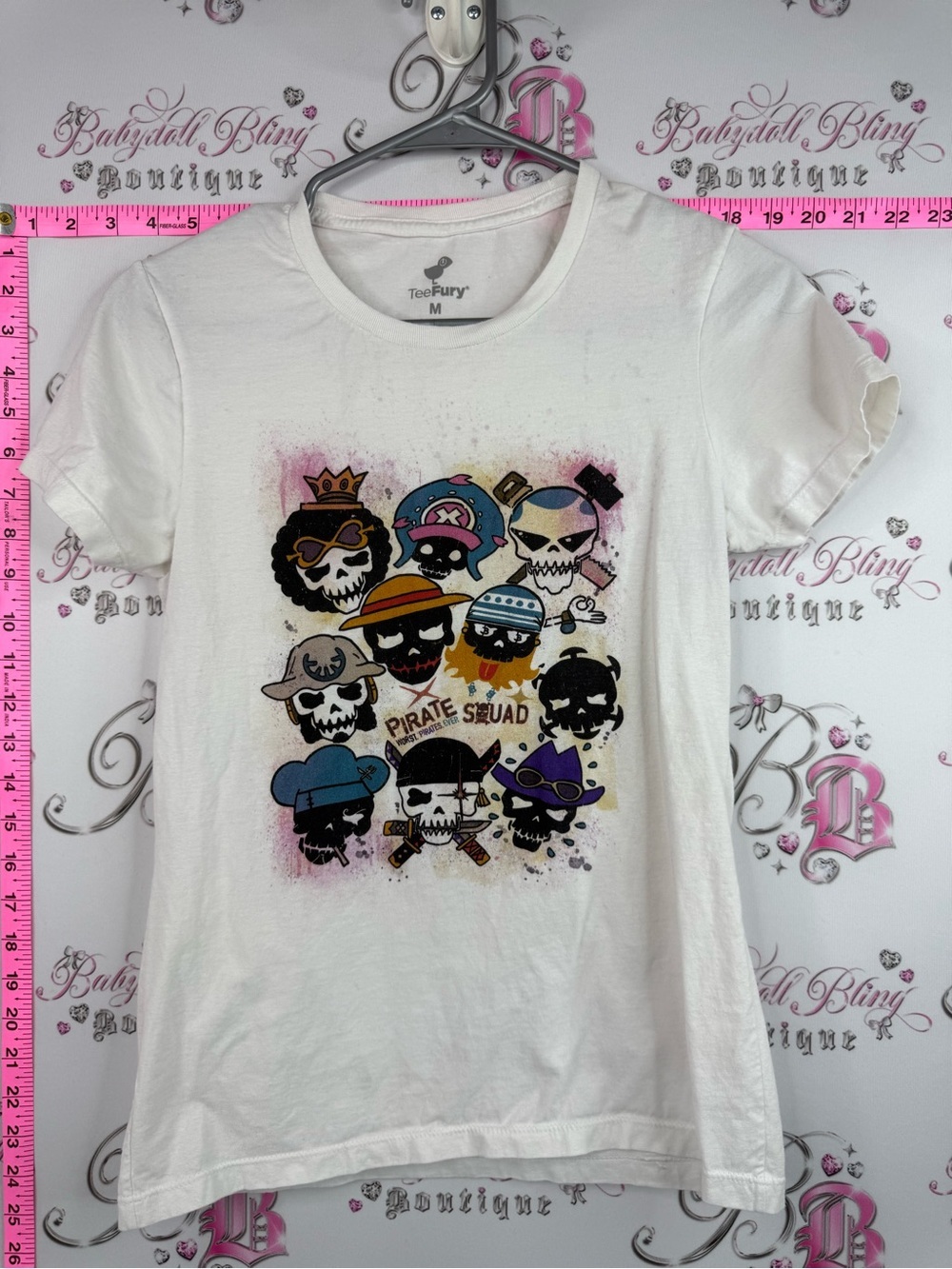 TeeFury tshirt  "Pirate Squad" White Graphic Tee - Medium